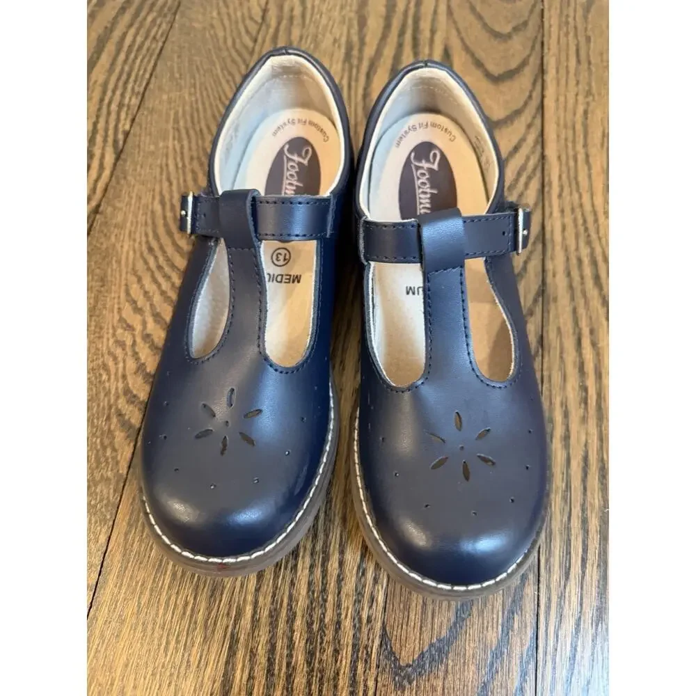 FOOTMATES Sherry Leather Mary Janes Navy Blue Girls School Dress Shoes Size 13